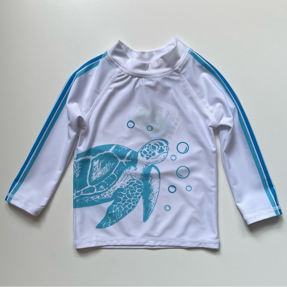 Flap Happy Boy’s UPF 50+ Graphic Rash Guard - Turtle - Size 2